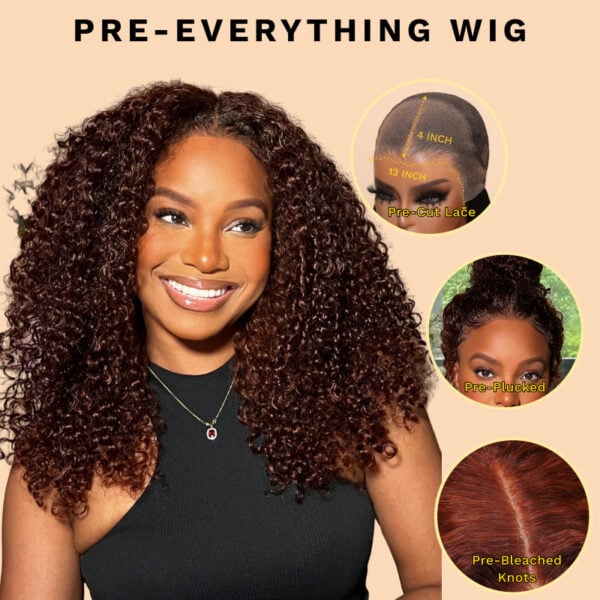 6_2_8d283c92-539c-4c1d-a655-1068edd1579a Sunber Reddish Brown Jerry Curly Pre Cut Glueless Lace Wig Human Hair Wigs Flash Sale - 20 / 13x4 Lace