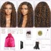 717sdgdiVOL._SL1001 Wear Go Pre-Cut Lace Black With Copper Color Curly Breathable Cap Glueless Wig - 4x4 Lace / 150% / 32 inch