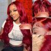 7186DBS75hL._SX466_bc7ad441-01db-424e-8d42-e633cbaed683 360 Full Lace Front Wigs #99J Burgundy Wig Body Wave Wig Frontal Human Hair Wig - 360 Lace / 180% / 28inch