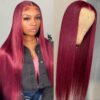 Glueless Wig Straight Wigs #99J Burgundy Color 4x4/13x4 HD Lace Front Wigs 150% Density Pre-plucked - 4x4 Lace / 180% / 30inch