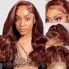 Pre-Cut Lace Wear Go Glueless Wig Reddish Brown Pure Color Body Wave Breathable - 5x5 Lace / 150% Density / 20 inch