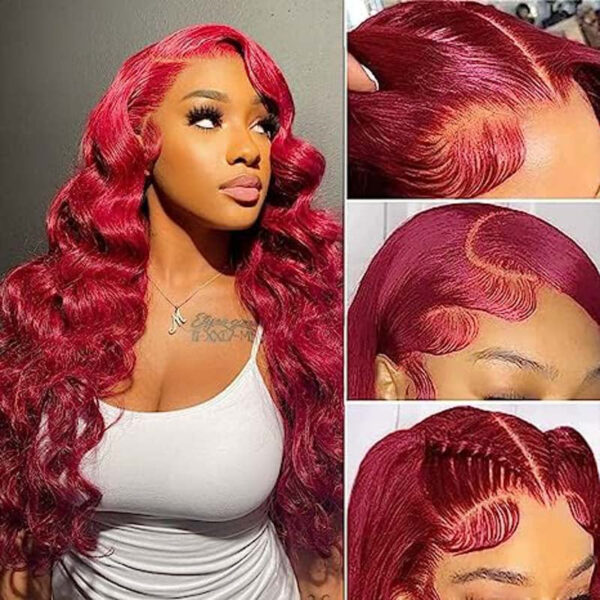 71VtZlZRs8L._SX466 360 Full Lace Front Wigs #99J Burgundy Wig Body Wave Wig Frontal Human Hair Wig - 360 Lace / 180% / 28inch