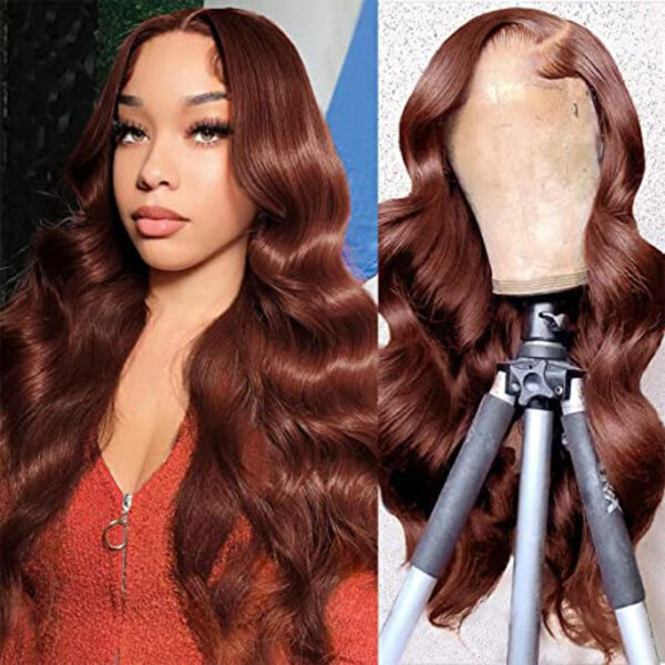 71WAepvn4ML._SX466_9ef4d1b5-2680-4946-a520-c0fa37ac3339 Body Wave Wig 150% Density Reddish Brown Wig 360 Lace Wigs Human Hair Wig - 360 Lace / 150% / 24inch