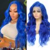 71WBzFiRX-L._SL1000 Blue Lace Front Wig Human Hair 13x4 HD Body Wave Human Hair Lace Front Wigs Pre Plucked Colored Blue Lace Front Wig 180% Desity - 13x4 Lace / Yes(+)