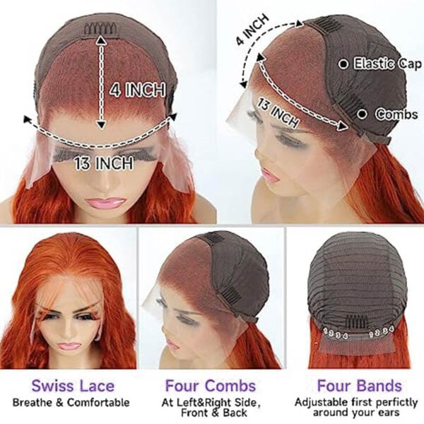 71jXnbgZGlL._SX466 Glueless Wig Ginger Wig 13x4 Transparent HD Lace Front Wigs Body Wave Wig - 5x5 Lace / 180% / 30inch