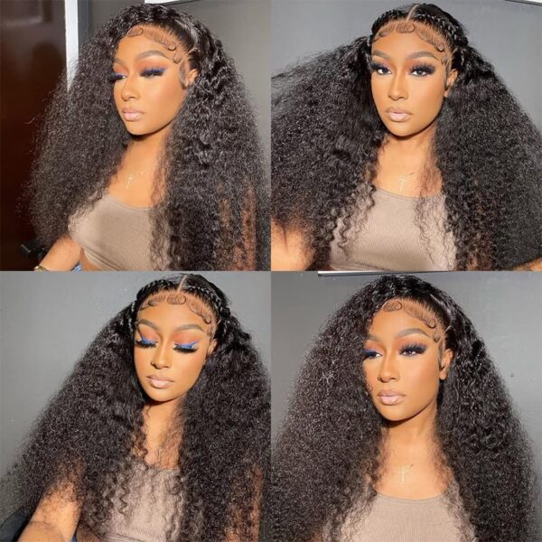 71uunFKOv2L._SL1100 Jerry Curly Natural Black Wig Human Hair Wig Lace Front Wigs Fre-Cut Wigs 150% Density - 13x6 Lace / Yes( +.00) / 16 inch