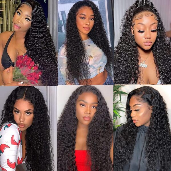 71zxh0UL20L Jerry Curly Natural Black Wig Human Hair Wig Lace Front Wigs Fre-Cut Wigs 150% Density - 13x6 Lace / Yes( +.00) / 16 inch