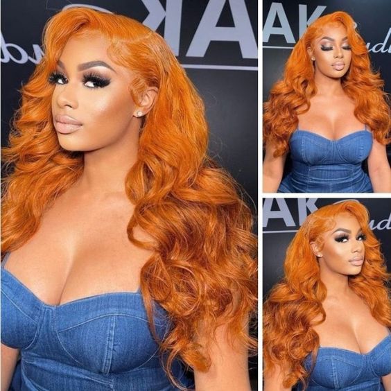 76316e3ec33ed006731f3f75a1269698 Glueless Wig Ginger Color Wig 13x4 Lace Body Wave Human Hair 180% Density Wig - 13x4 Lace / 180% / 28 inch