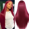 Glueless Tiny Knot Transparent Lace 7x4 Lace Black Straight Wig With Bleached Knots - Highlight Color / 20 inch