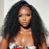 Flash Sale 0 Off Sunber Afro Kinky Curly 5x5 HD Transparent Lace Closure Wig 180% Density Glueless Human Hair Wig - 26