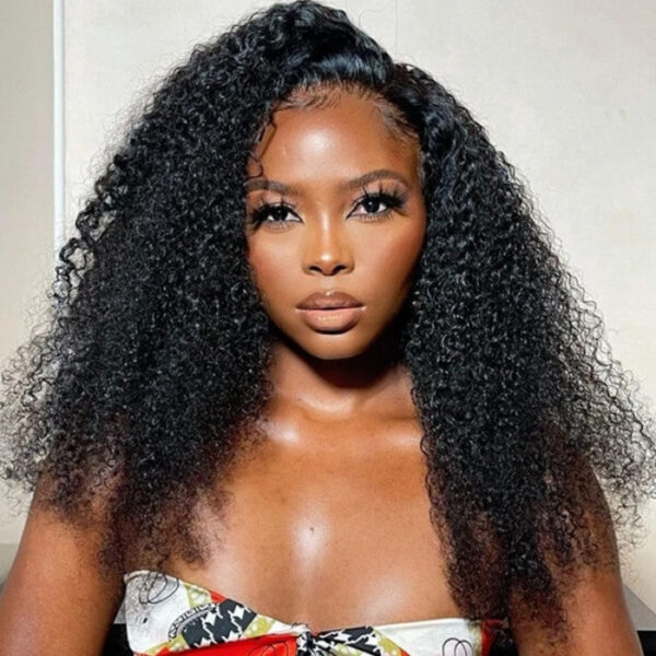 Flash Sale 0 Off Sunber Afro Kinky Curly 5x5 HD Transparent Lace Closure Wig 180% Density Glueless Human Hair Wig - 26