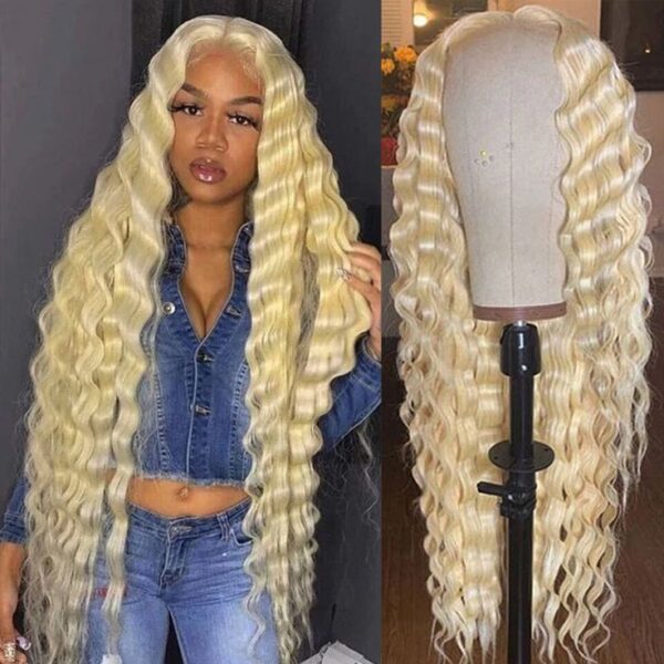7efa9d51743b73c249e514d863ba998c Glueless Wigs Honey Blonde Color Loose Wave Wig HD Lace Front Wig Any Part - 13x4 lace / 150% / 22 inch