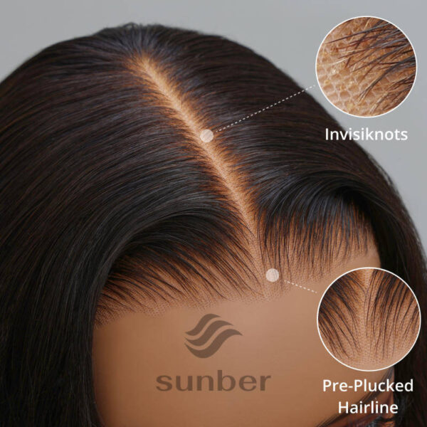 BOGO Sunber Yaki Straight Glueless Pre-cut 7x5 Bye Bye Knots Lace Closure Wig With Bleach Knots - 24 / 7*5 Bye Bye Knots