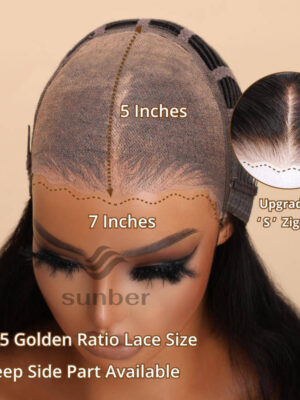 7x5ByeByeKnots02_acd4cce3-9c60-40f4-b102-d59bfc57a62f Sunber 6x4.75/ 7x5 Pre-Cut Lace Wear & Go Wigs Body Wave Pre-Plucked Hairline Beginner Friendly - 20 / 7*5 Bye Bye Knots-180% Density / Bleached Kno