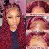 Pre-Cut Lace Wear Go Glueless Wig Burgundy Pure Color Curly Breathable - 5x5 Lace / 150% Density / 24 inch