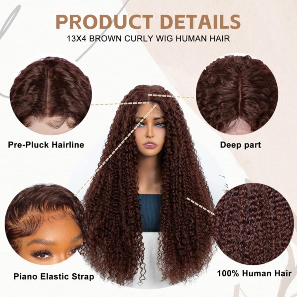 Pre-Cut Lace Wear Go Glueless Wig Dark Brown Pure Color Curly Breathable - 4x4 Lace / 150% Density / 22 inch