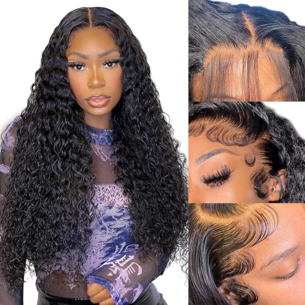 81i8-EjoM3L._SL1500 Jerry Curly Natural Black Wig Human Hair Wig Lace Front Wigs Fre-Cut Wigs 150% Density - 13x6 Lace / Yes( +.00) / 16 inch