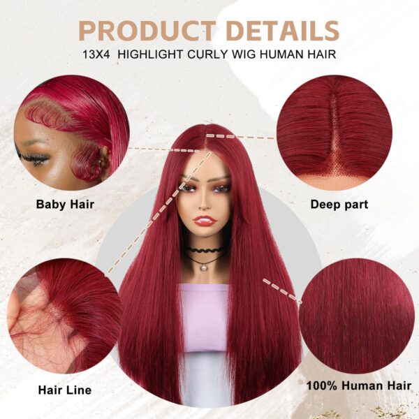 81kSBs-pZRL._SL1500 Pre-Cut Lace Wear Go Glueless Wig Burgundy Pure Color Straight Breathable - 5x5 Lace / 150% Density / 20 inch