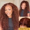 867ea99c-79bd-44fa-8aee-3f3f5331ea55 Sunber Reddish Brown Jerry Curly Pre Cut Glueless Lace Wig Human Hair Wigs Flash Sale - 20 / 13x4 Lace