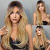 8794569b-7705-4c57-955e-30bea06a5ebb Sunber Ombre Blonde Straight 13 By 4 Lace Front Human Hair Wigs With Dark Roots - 20