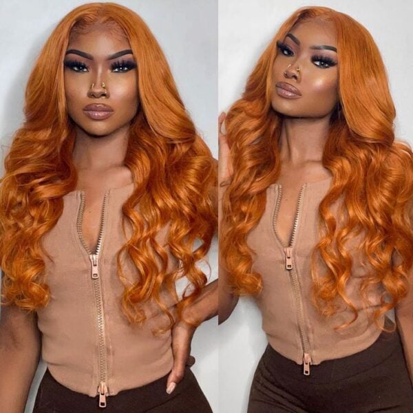 94bc132dd0239d41fb0a10e90a39be26 Glueless Wig Ginger Color Wig 13x4 Lace Body Wave Human Hair 180% Density Wig - 13x4 Lace / 180% / 28 inch