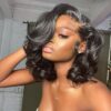 Short Glueless Body Wave Bob Wig 4x4/13x4 Lace Front Human Hair With Breathable Cap - 13x4 Lace / Black Highlight / 12inch