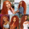 997d962e7a41a82aa267bfe66d55f8d4 Ginger Color Wig Curly Wig 180% Density 360 Lace Human Hair Wig - 360 Lace / 180% / 28inch