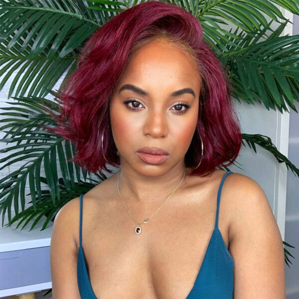 99J-body_4aaf06f6-f00d-49fd-a8a9-b8421b5779b9 Burgundy Color Short Body Wave Bob Wigs Glueless HD 4x4 Lace Front Wigs Human Hair For Woman - 4x4 Lace / 150% / 12inch