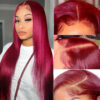 Glueless Wig Straight Wigs #99J Burgundy Color 4x4/13x4 HD Lace Front Wigs 150% Density Pre-plucked - 4x4 Lace / 180% / 30inch