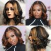 9b38f015d46c356bf0b018ac38dffacb Wear&Go 1B/27# Piano Highlights Color Body Wave Transparent Lace Wig Short Bob Human Hair Wig - 4x4 / 150% / 10inch