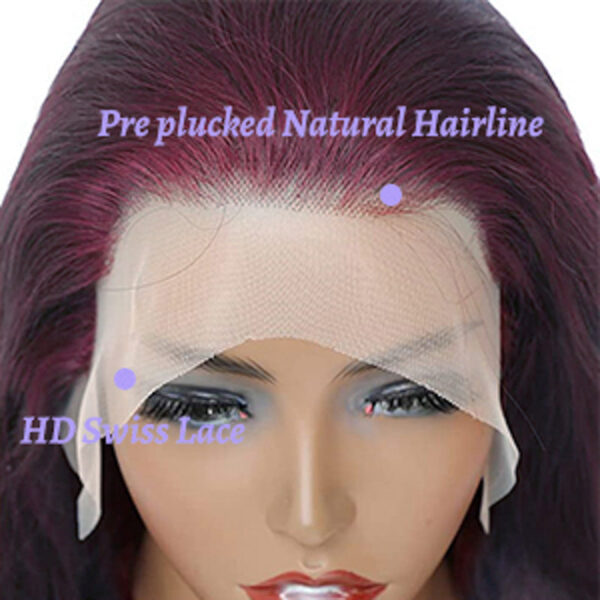 A5 Deep Purple Pure Color New Arrival Straight wig 180% Density 13x4 Transparent Frontal HD Lace Wig - 18inch