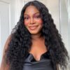 B-G134-N-cy-24rxndomcandie_1_76c02450-1249-4814-af3b-73307d2a8ad8 Natural Black Water Wave Lace Front Wig Pre-Cut Glueless Wig Ready Go Human Hair Wigs - 13x4 / 210% / 20 inch