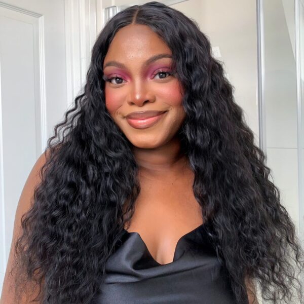B-G134-N-cy-24rxndomcandie_1_76c02450-1249-4814-af3b-73307d2a8ad8 Natural Black Water Wave Lace Front Wig Pre-Cut Glueless Wig Ready Go Human Hair Wigs - 13x4 / 210% / 20 inch