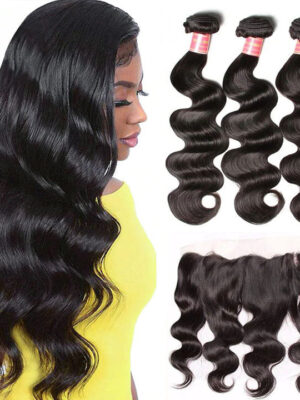 BBW3_1 Sunber Hair Indian Body Wave 3 Bundles with 13*4 Ear to Ear Full Lace Frontal Closure, 8A Hotsale Virgin Hair - 20 22 24+18