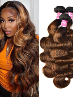 Balayage_1b-30Highlight Sunber Hair Brown Balayage #1b/30 Highlight Color Body Wave Human Virgin Hair 3 Bundles Deal - 22 24 26 28