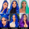 BlueWig13x4BodyWaveLaceFrontWigTransparentLaceFrontalWig180_DensityPureColorWig_07 Blue Lace Front Wig Human Hair 13x4 HD Body Wave Human Hair Lace Front Wigs Pre Plucked Colored Blue Lace Front Wig 180% Desity - 13x4 Lace / Yes(+)