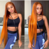 Sunber Mix Ginger And Copper Red Straight Human Hair Wigs Ombre Lace Front Wig - 22