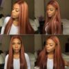 Sunber Mix Ginger And Copper Red Straight Human Hair Wigs Ombre Lace Front Wig - 22