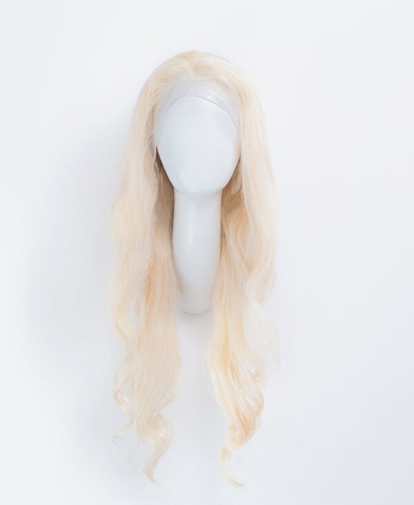 front lace human wig - 24" platinum blonde.