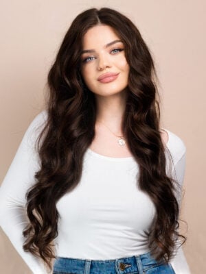 front lace human wig - 26" chocolate brown.