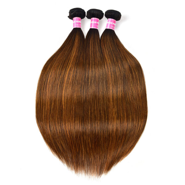 FB30ST_3 Sunber Ombre Dark Roots Balayage Color Silk Straight Human Hair Weaves 3 Bundles Deal - 30 30 30
