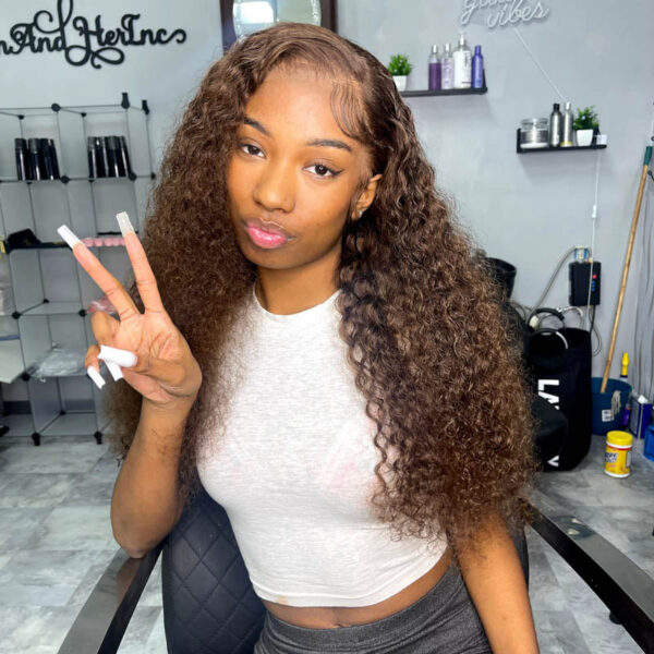 Facetune_21-06-2023-18-00-56 Chestnut Brown Curly Wig Pre Plucked Closure HD Lace Front Wigs 150% Density - 13x6 Lace / NO / 32inch