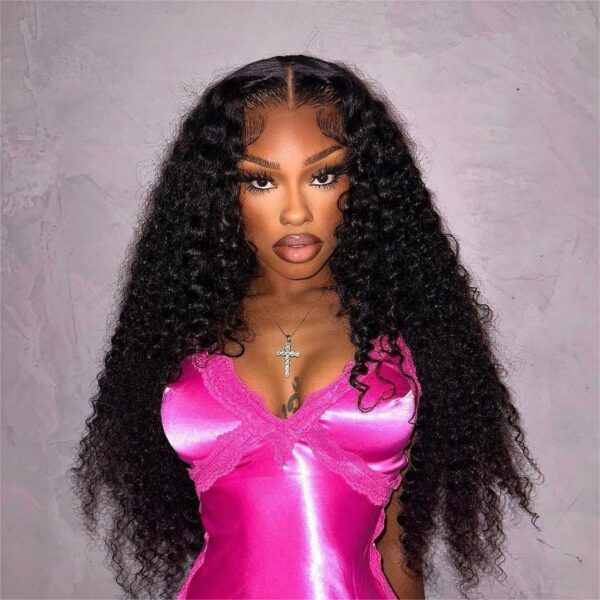 GoodFormDmforPromo________________________hairhustleee_hairinspiration_straighthair_virginwig_wigs_ukhair_virginhair_virginhairbundles_virginhairvendor_virginhairlife_virginhairextens Natural Black Curly Wig 4x4/13x4/13x6 Transparent Lace Front Wigs Water Wave Human Hair - 13x4 Lace / NO / 20inch