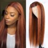 Sunber Mix Ginger And Copper Red Straight Human Hair Wigs Ombre Lace Front Wig - 22