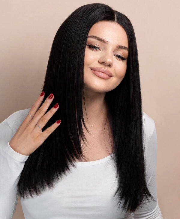 long layers human wig - 18" jet black.