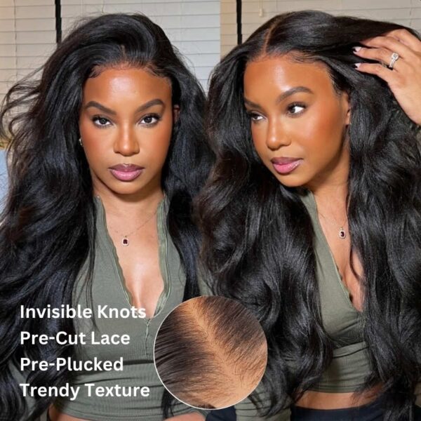 InvisibleKnots_40e70f91-fc96-4443-862a-8249a248d8a8 Extra 70% Off |Sunber Yaki Straight Glueless 7x5 Bye Bye Knots Lace Closure Wig With Bleach Knots - 26 / 7*5 Bye Bye Knots