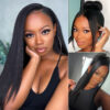 N-OYK-01 Sunber Yaki Straight Glueless Pre-cut 7x5 Bye Bye Knots Lace Closure Wig With Bleach Knots - 20 / 7*5 Bye Bye Knots-180%