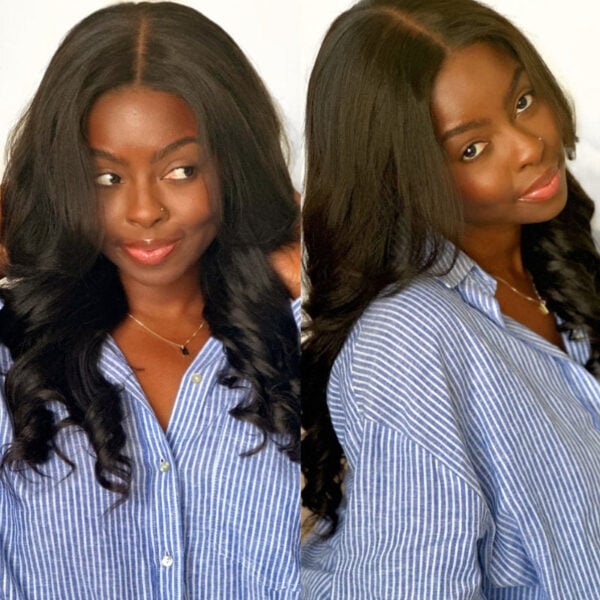 N-OYK-02 Sunber Yaki Straight Glueless Pre-cut 7x5 Bye Bye Knots Lace Closure Wig With Bleach Knots - 20 / 7*5 Bye Bye Knots-180%