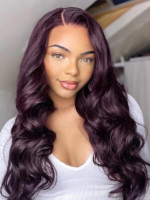 New Color Deep Purple Color Glueless 180% Density Body Wave wig 13x4 Transparent Frontal HD Lace Wig - 4x4 Lace / 180% / 24inch