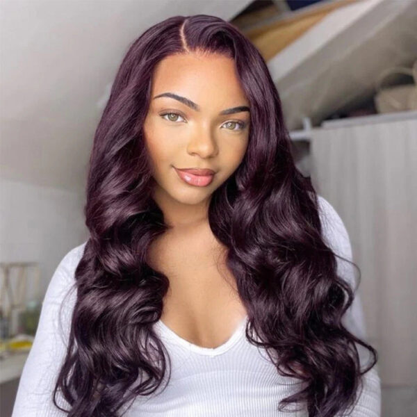 P2_53f92717-12ff-4865-a4eb-9c17a889ad21 New Color Deep Purple Color Glueless 180% Density Body Wave wig 13x4 Transparent Frontal HD Lace Wig - 4x4 Lace / 180% / 18inch